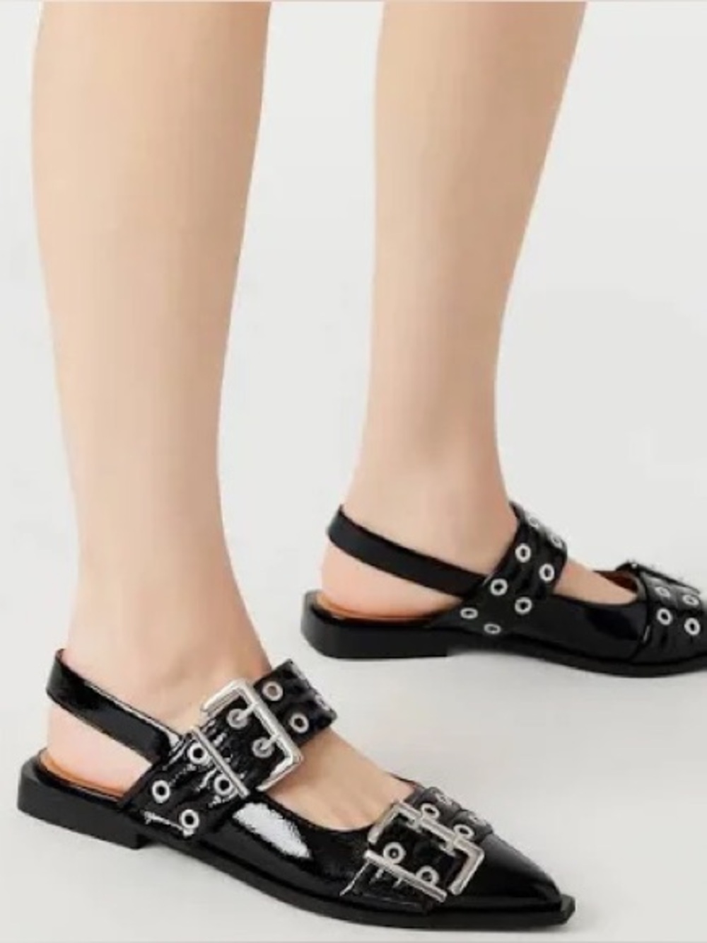 Steve Madden Black Patent Buckle Slingback Loafers